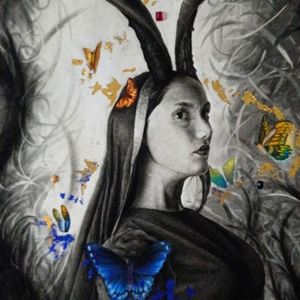 Realistic sketch  Horned witch